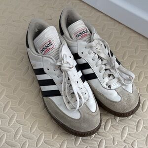 Adidas Samba White and Black Striped Sneakers Size 8.5